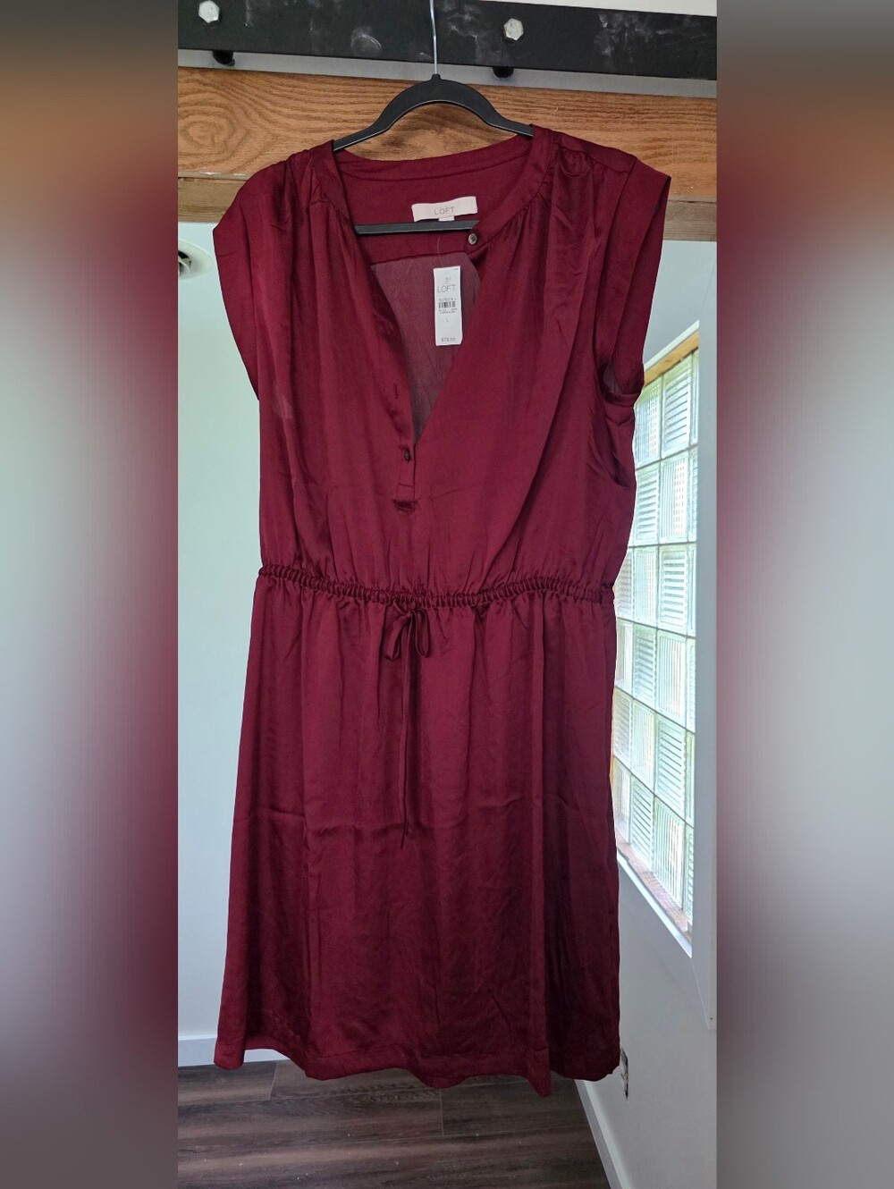 Loft Women’s Burgundy Drawstring Waist Dress